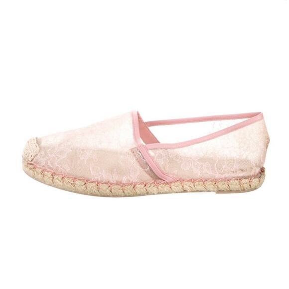 Valentino Pink Mesh Chantilly Lace Espadrille Flats Size 39